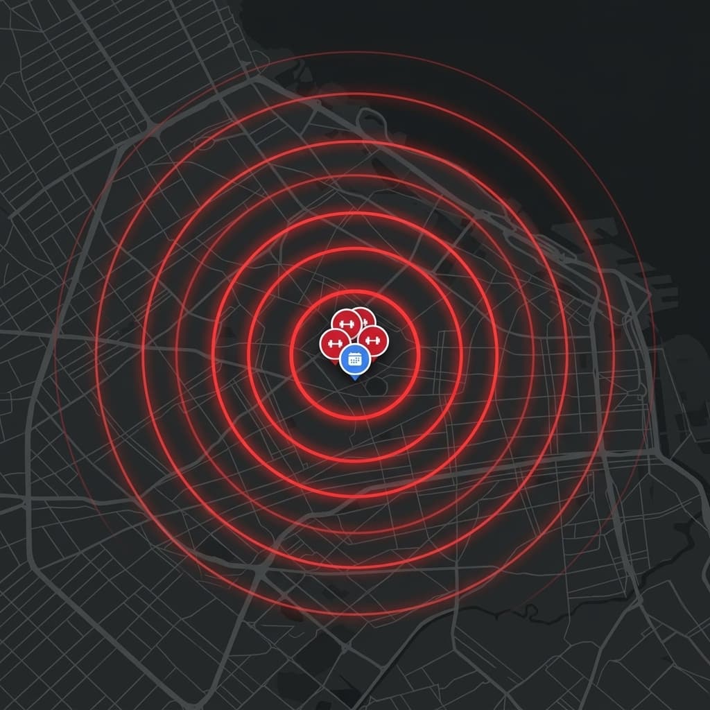Mapa de entrenamientos cercanos en Karma